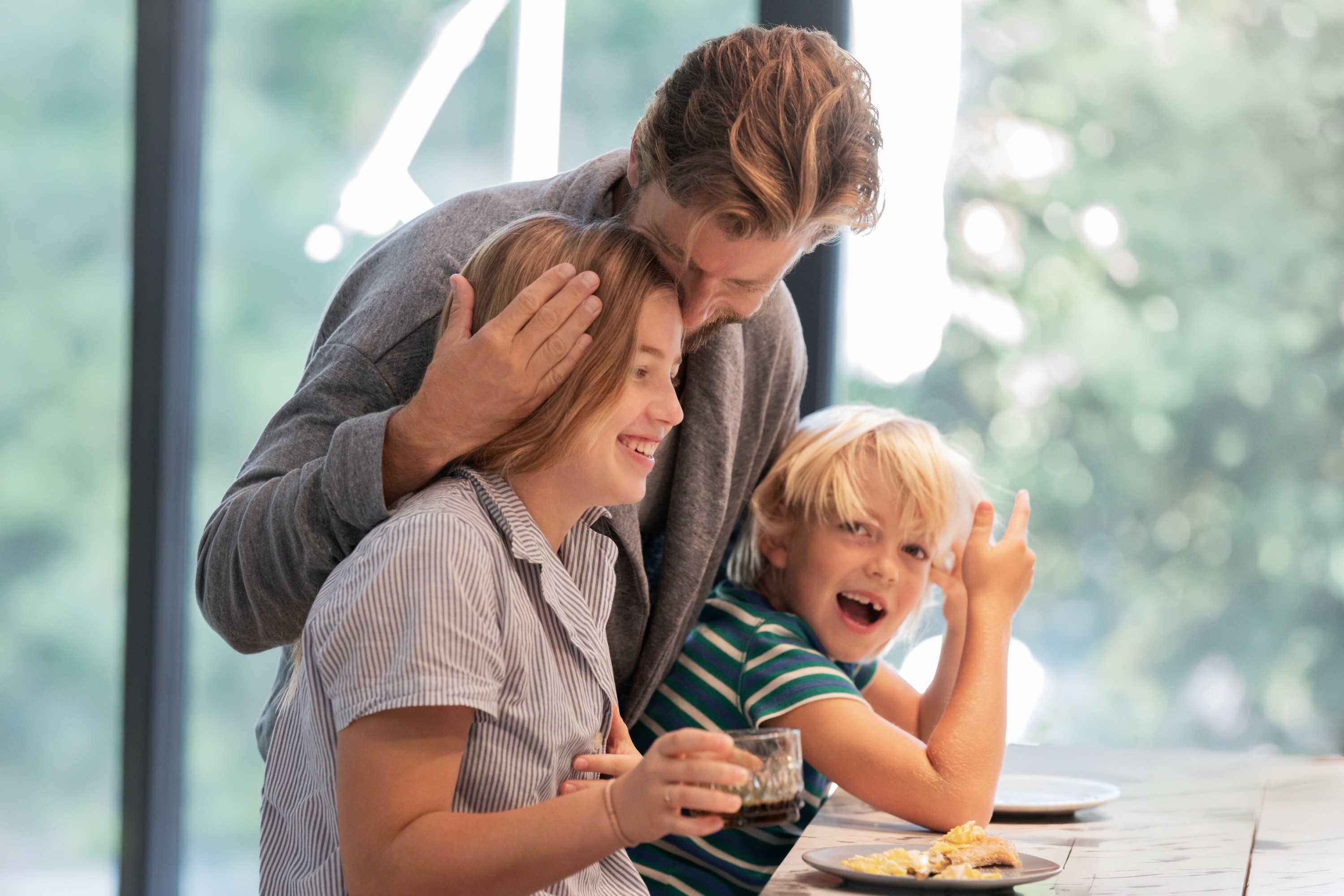 Father with two young children