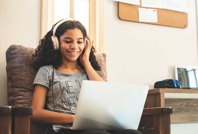 Young girl with headphones